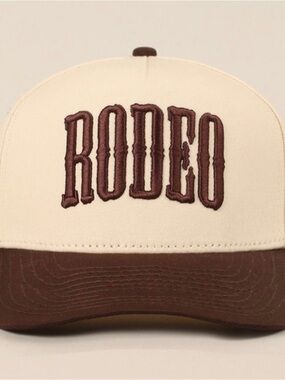Rodeo Embroidered Trucker Cap - Cream & Brown boutique